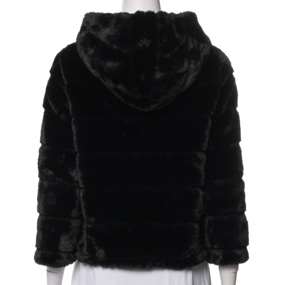 Apparis Black Hooded Faux Fur Coat - Picture 4 of 6